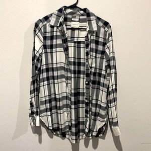 Black White Gray Long Sleeve Flanel